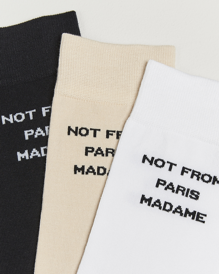 Heren | Ondergoed | Drôle de Monsieur | 3-Pack Slogan Socks Black/White/Mastic