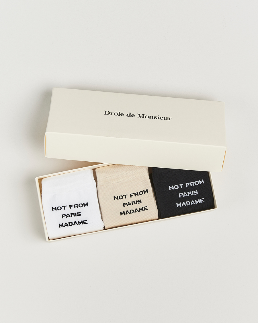 Heren | Ondergoed | Drôle de Monsieur | 3-Pack Slogan Socks Black/White/Mastic