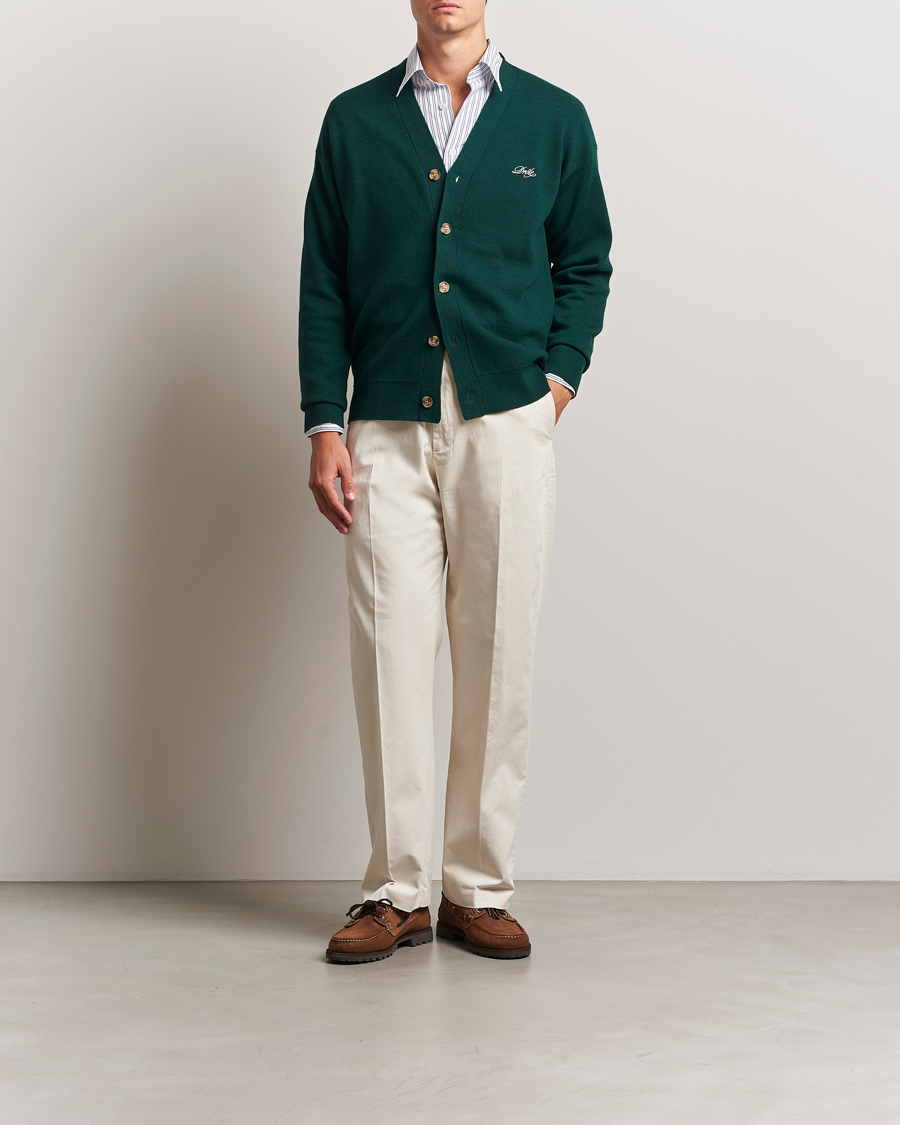 Heren | Truien | Drôle de Monsieur | Merino Knitted Cardigan Dark Green