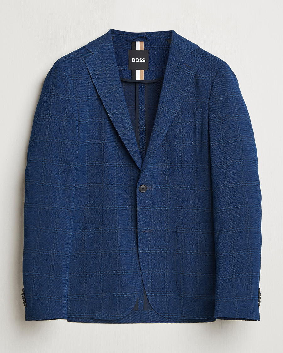 Heren | Blazers | BOSS BLACK | Hanry Wool Checked Blazer Dark Blue