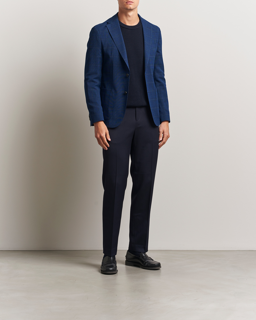 Heren | Blazers | BOSS BLACK | Hanry Wool Checked Blazer Dark Blue