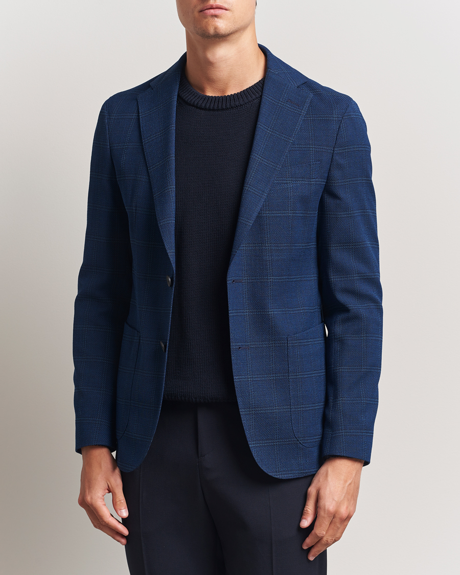Heren | Blazers | BOSS BLACK | Hanry Wool Checked Blazer Dark Blue