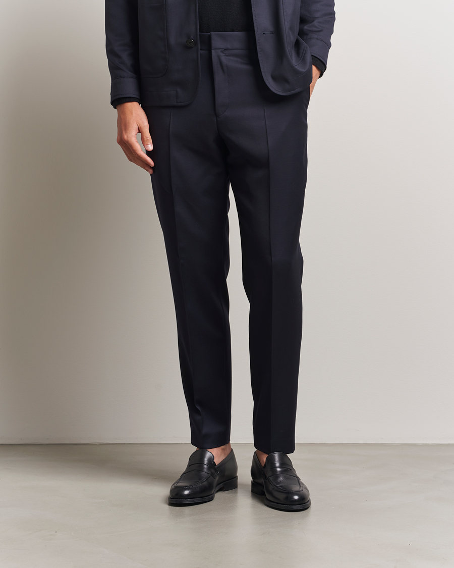 Heren | Broeken | BOSS BLACK | Perin Pleated Trousers Dark Blue
