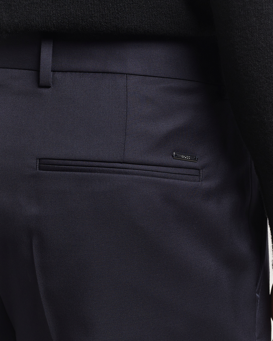Heren | Broeken | BOSS BLACK | Perin Pleated Trousers Dark Blue