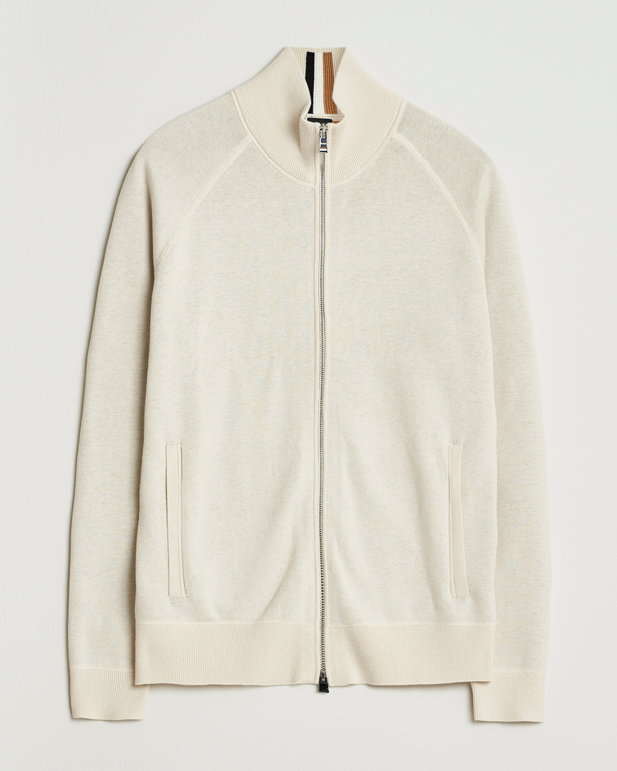 Heren | Truien | BOSS BLACK | Idino Knitted Full Zip Open White
