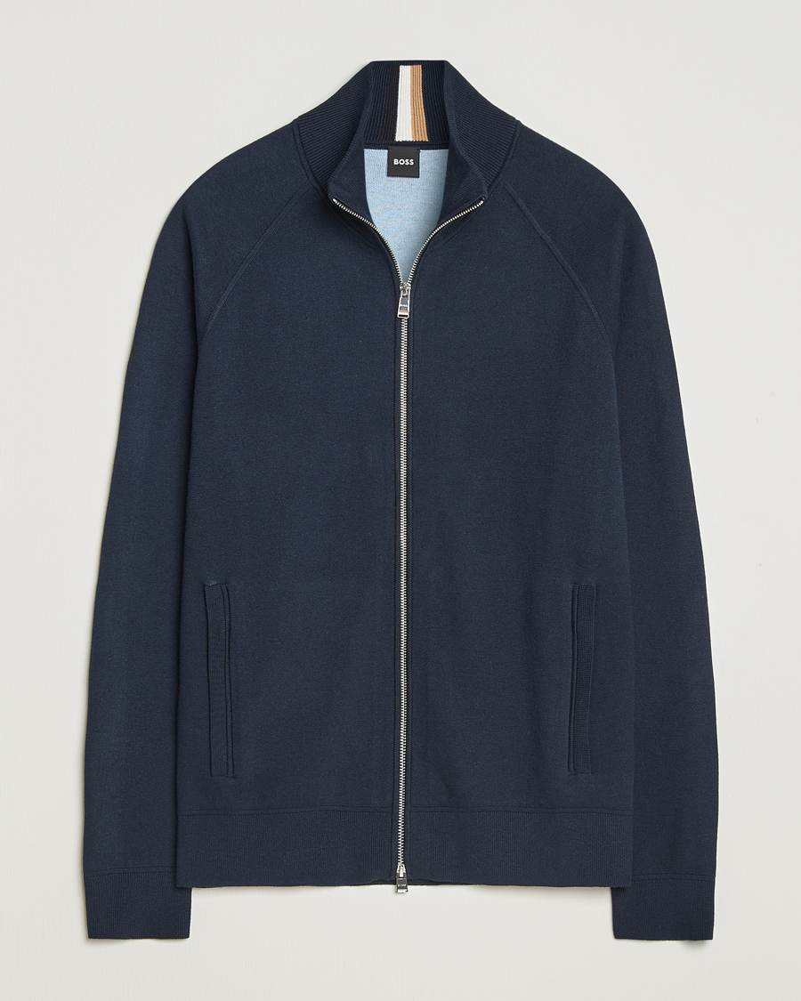 Heren | Truien | BOSS BLACK | Idino Knitted Full Zip Dark Blue