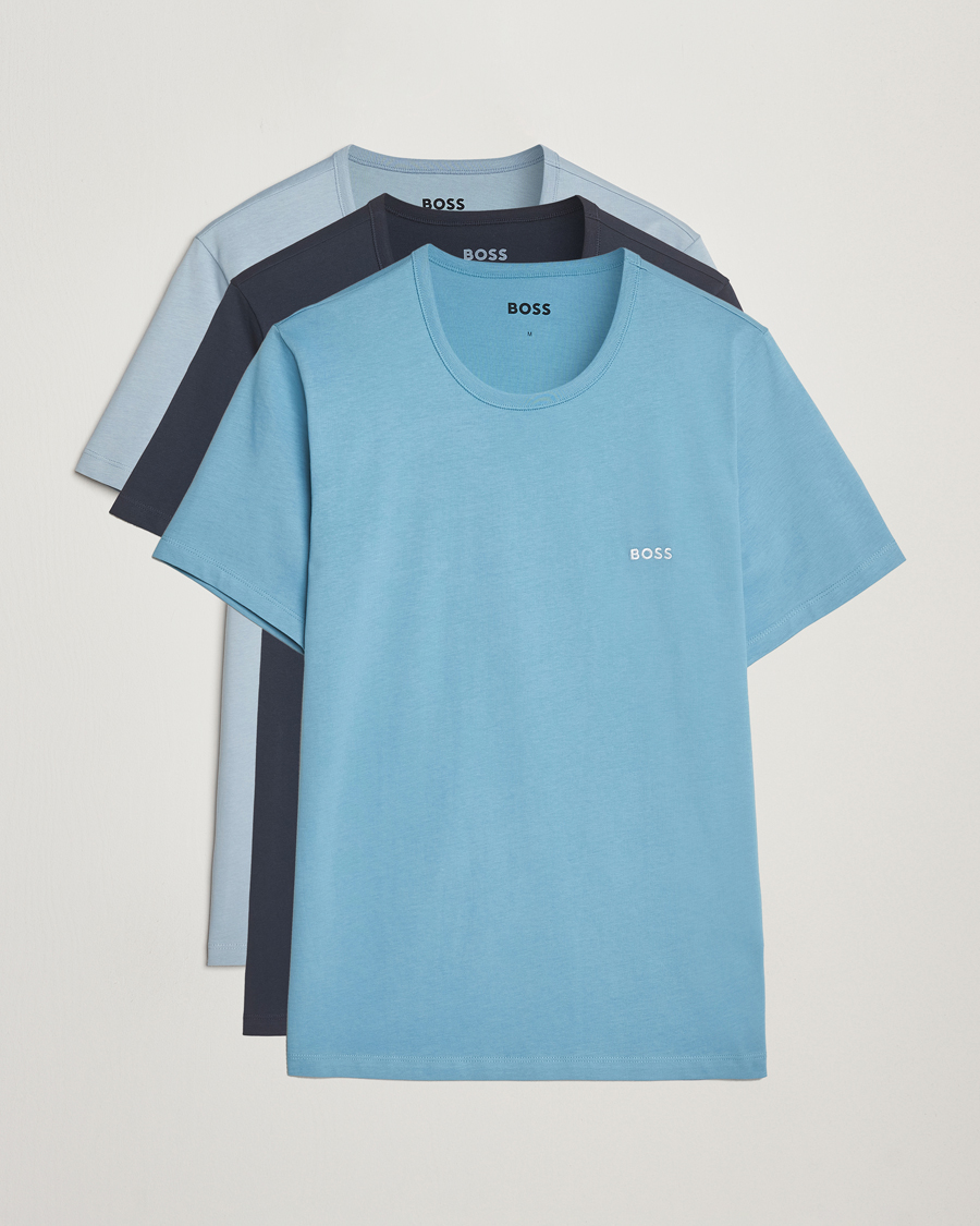 Heren | T-shirts | BOSS BLACK | 3-Pack Crew Neck T-Shirt Blue/Aqua/Navy
