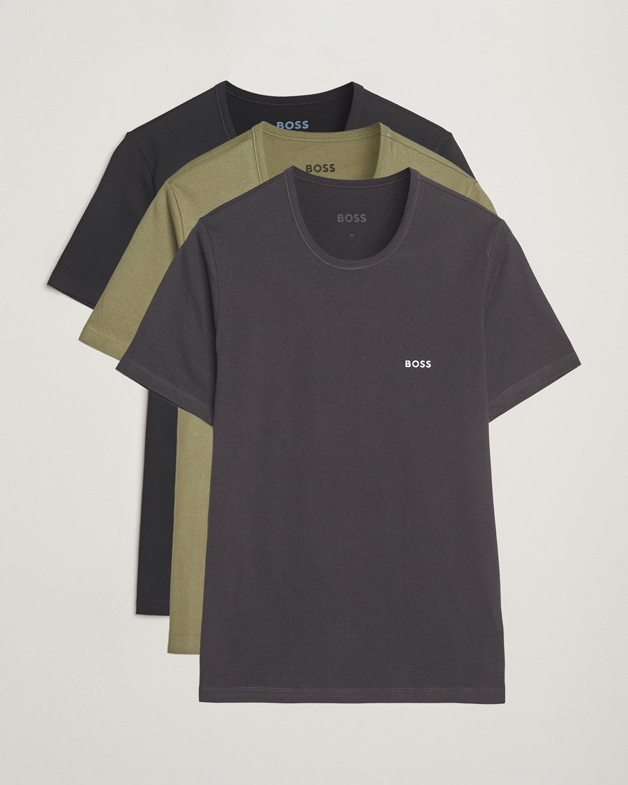 Heren | T-shirts | BOSS BLACK | 3-Pack Crew Neck T-Shirt Grey/Green/Black