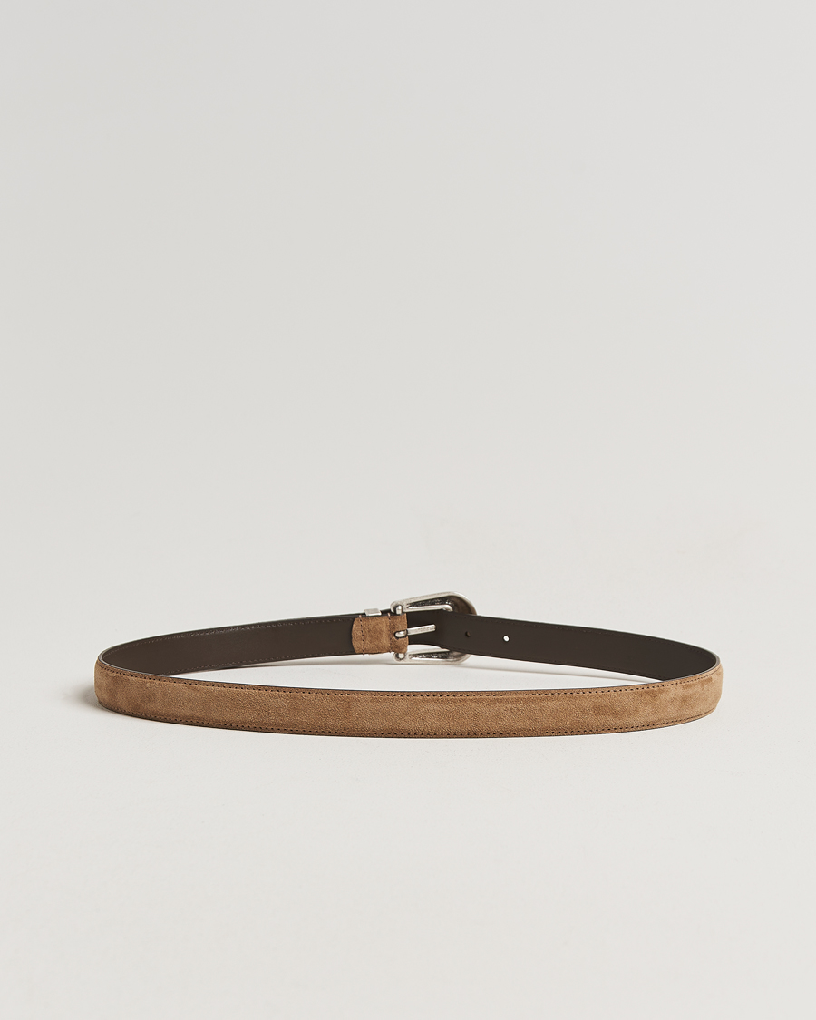 Heren | Riemen | Anderson's | Western Suede Belt 2,5 cm Taupe