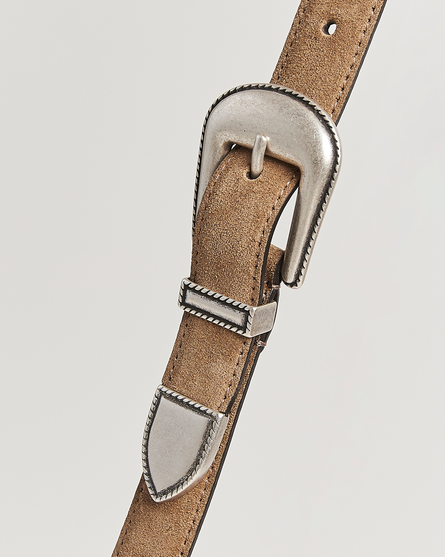 Heren | Riemen | Anderson's | Western Suede Belt 2,5 cm Taupe