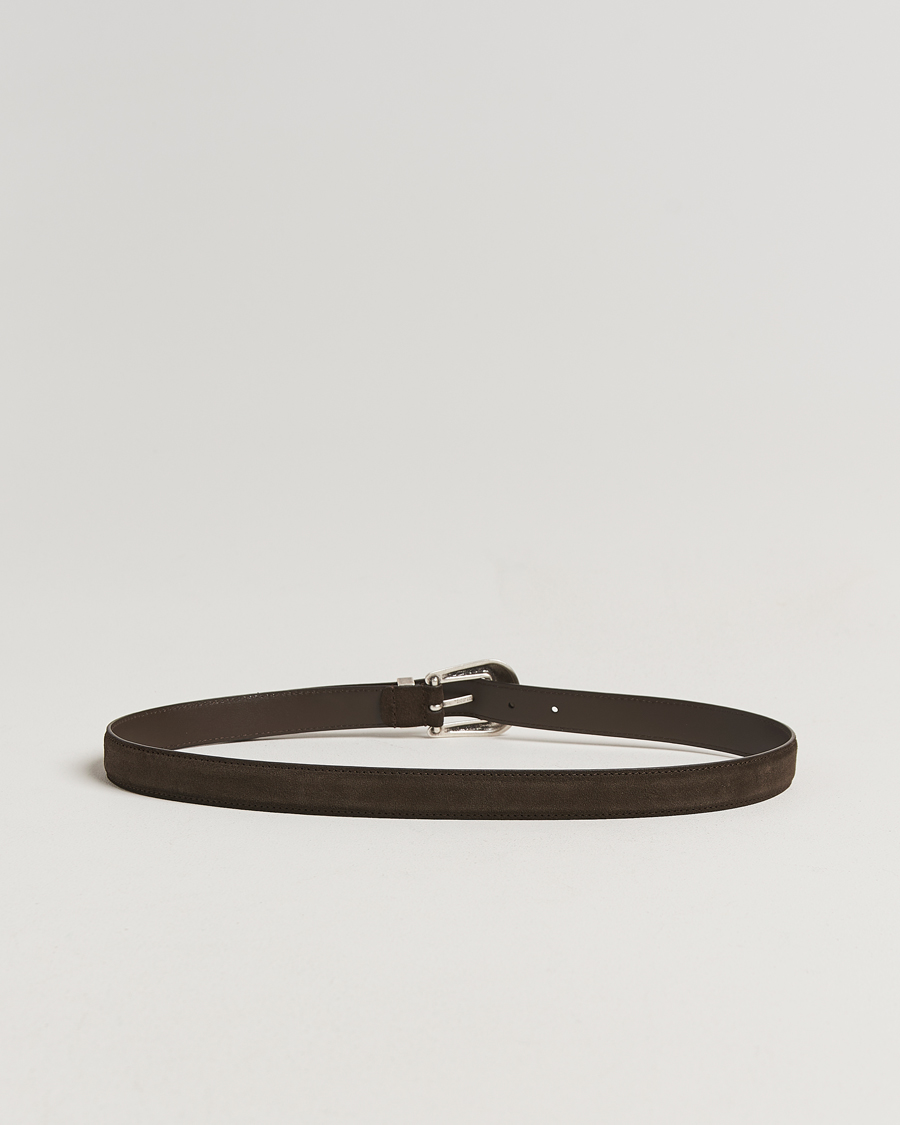 Heren | Riemen | Anderson's | Western Suede Belt 2,5 cm Dark Brown