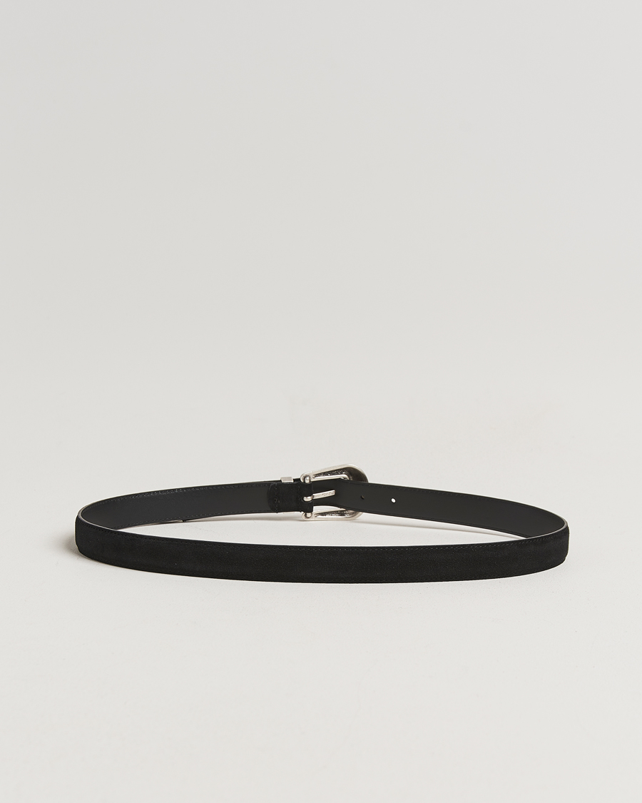 Heren | Riemen | Anderson's | Western Suede Belt 2,5 cm Black