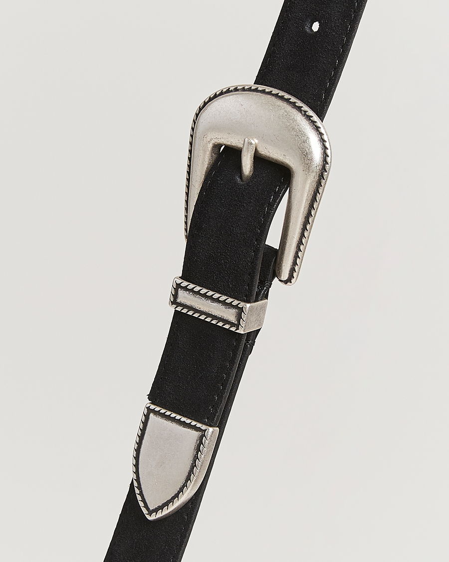 Heren | Riemen | Anderson's | Western Suede Belt 2,5 cm Black