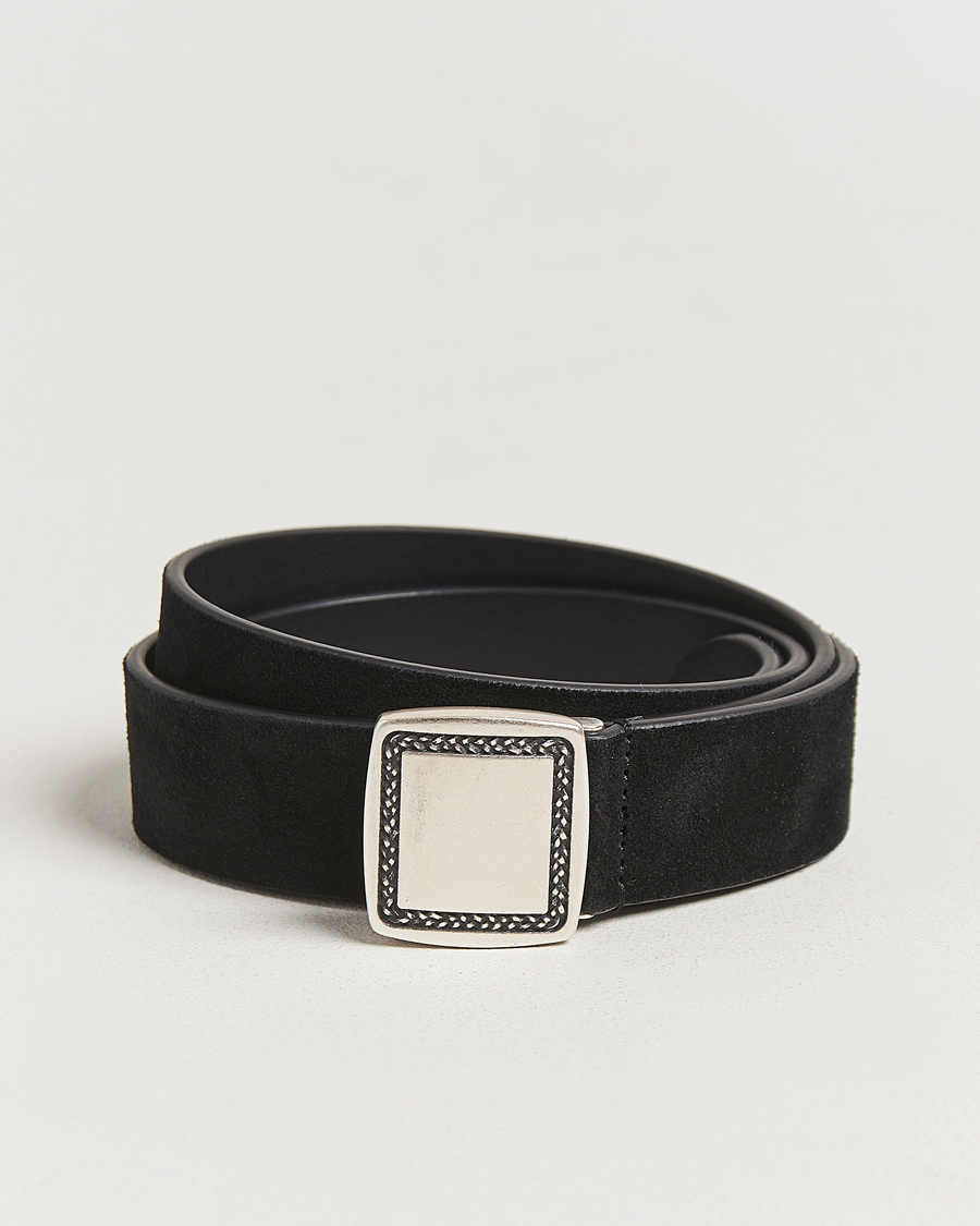 Heren | Riemen | Anderson's | Suede Buckle Belt 3cm Black