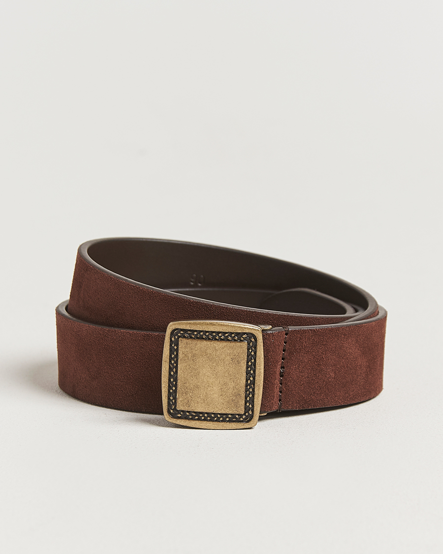 Heren | Riemen | Anderson's | Suede Buckle Belt 3cm Dark Brown