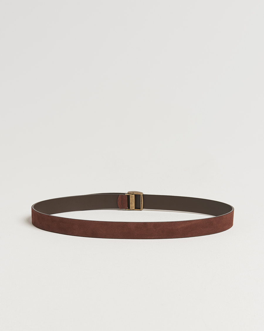 Heren | Riemen | Anderson's | Suede Buckle Belt 3cm Dark Brown