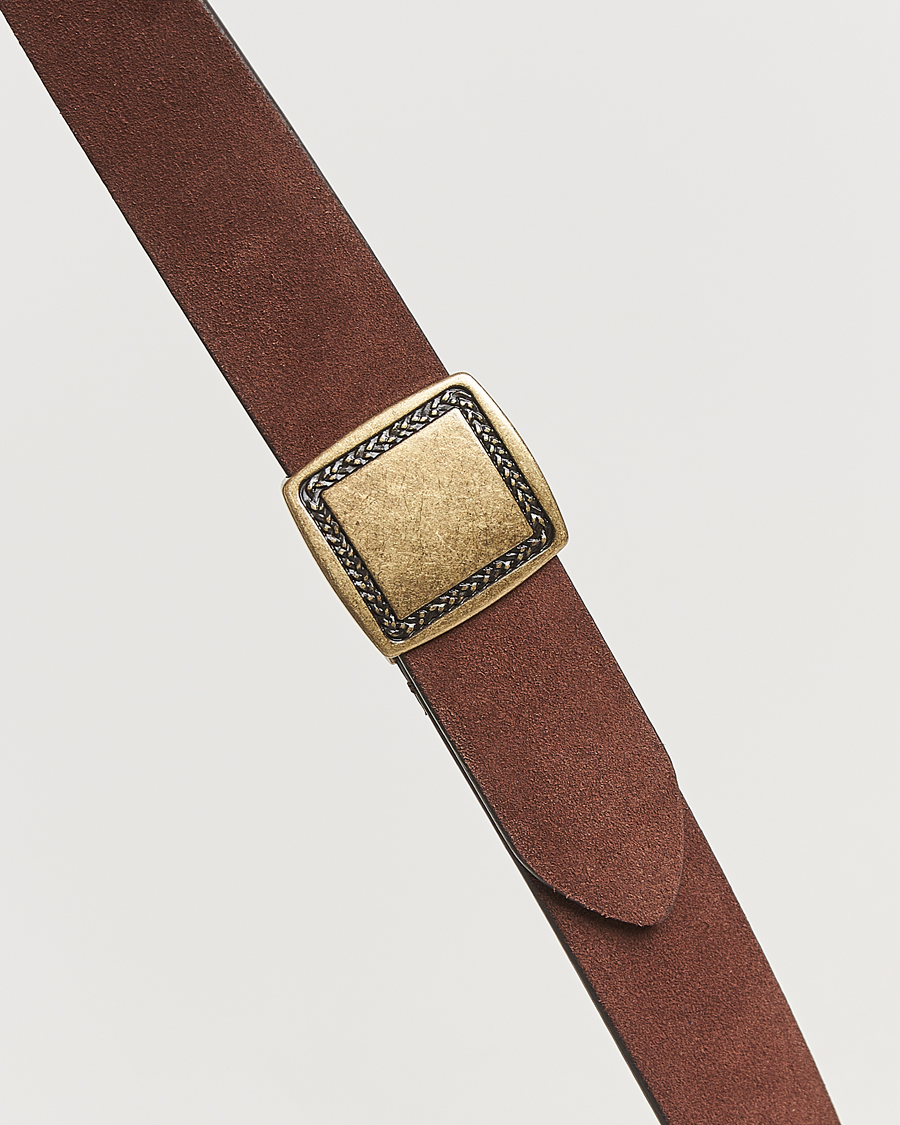 Heren | Riemen | Anderson's | Suede Buckle Belt 3cm Dark Brown
