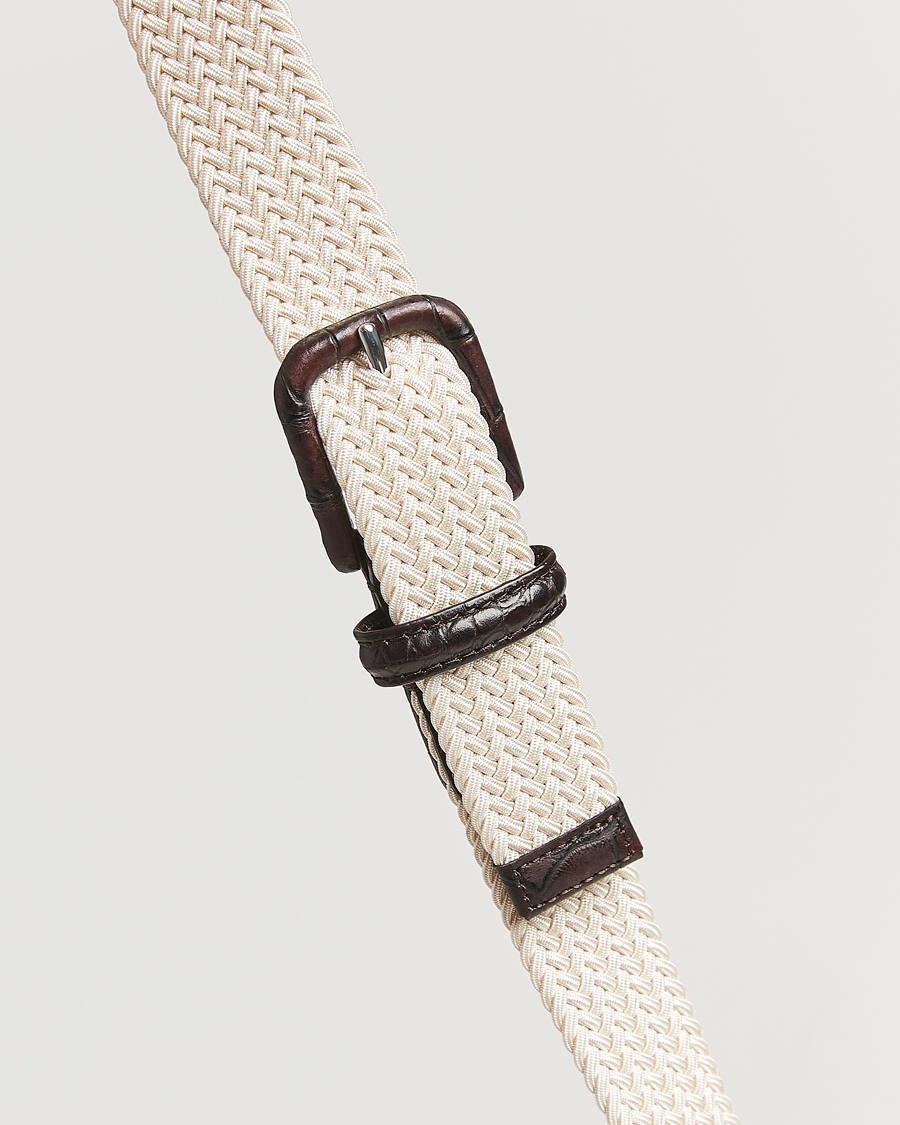 Heren | Riemen | Anderson's | Stretch Woven Leather Buckle 3 cm Belt Off White