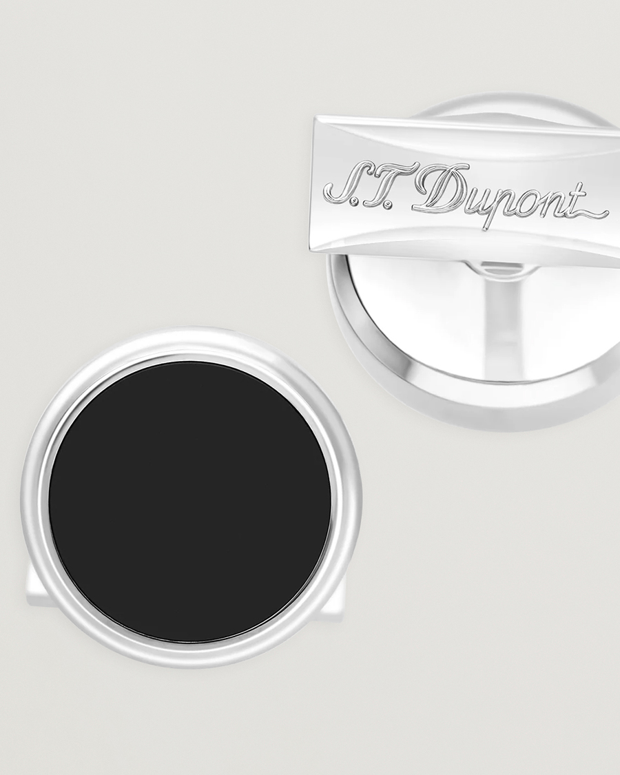 Heren | Manchetknopen | S.T. Dupont | Cufflink Round Black/Pall Silver