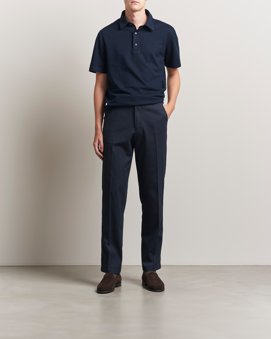 Heren | Polo's | Brioni | Short Sleeve Polo Piquet Navy