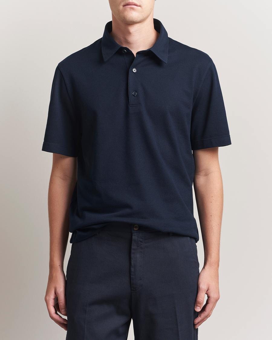 Heren | Polo's | Brioni | Short Sleeve Polo Piquet Navy