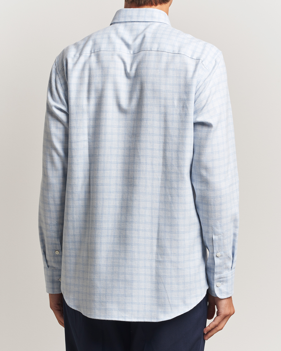 Heren | Overhemden | Brioni | Check Flannel Shirt Light Blue