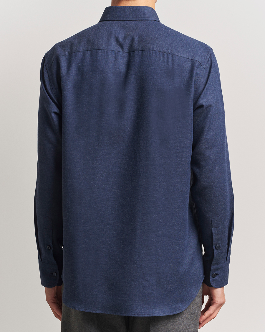 Heren | Overhemden | Brioni | Cotton/Cashmere Flannel Shirt Navy