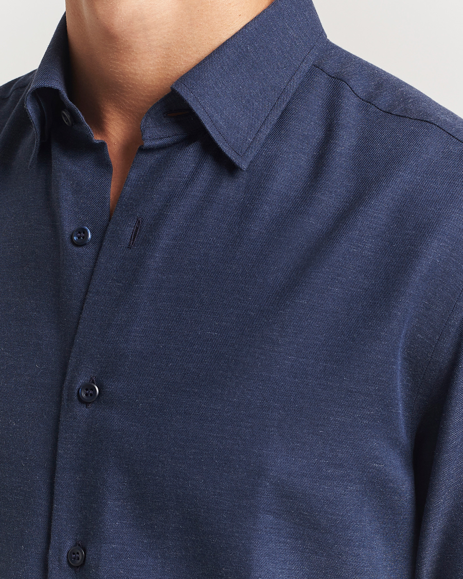 Heren | Overhemden | Brioni | Cotton/Cashmere Flannel Shirt Navy