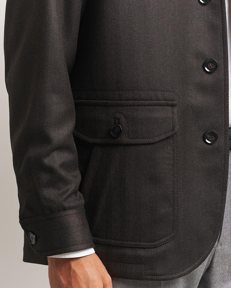 Heren | Jassen | Brioni | Herringbone Hunting Jacket Dark Brown