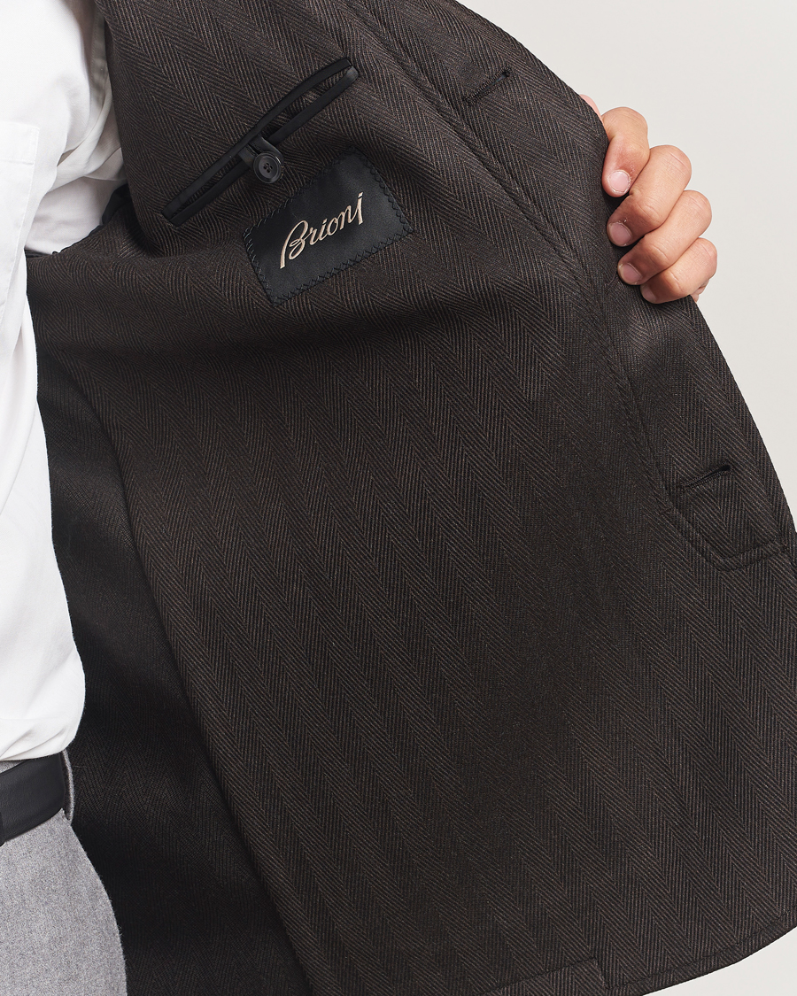 Heren | Jassen | Brioni | Herringbone Hunting Jacket Dark Brown