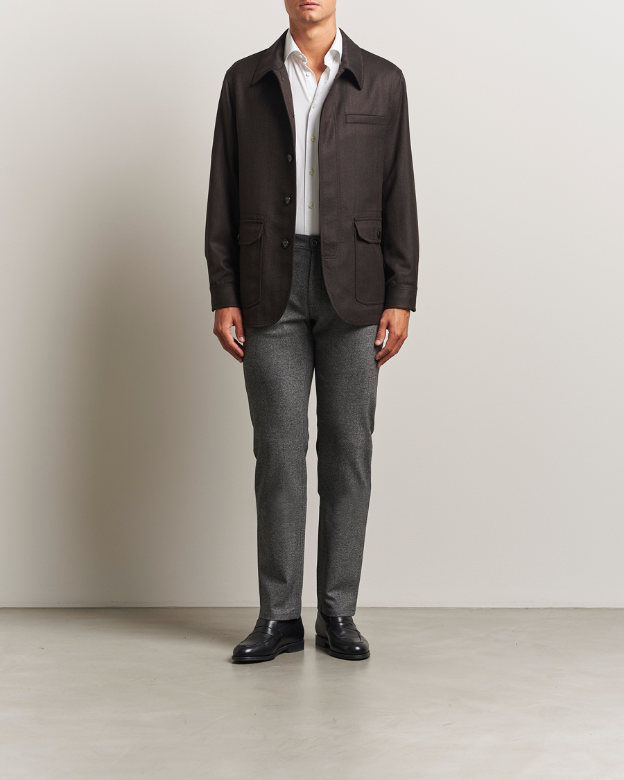 Heren | Broeken | Brioni | 5-Pocket Flannel Pants Grey Melange