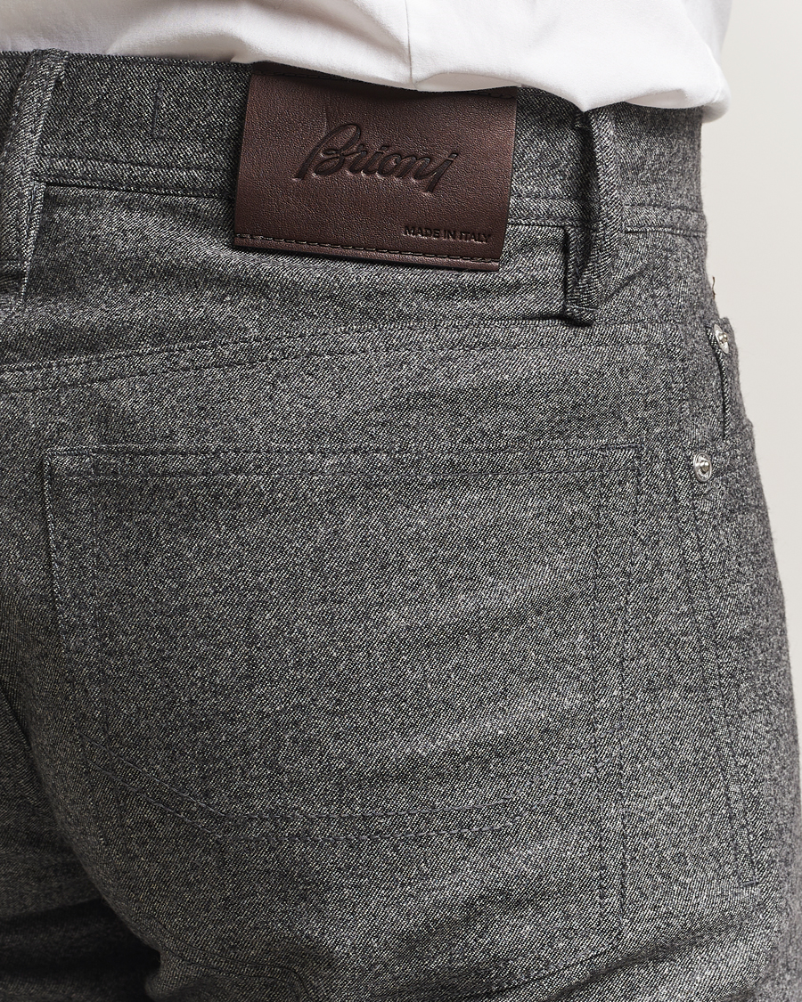 Heren | Broeken | Brioni | 5-Pocket Flannel Pants Grey Melange