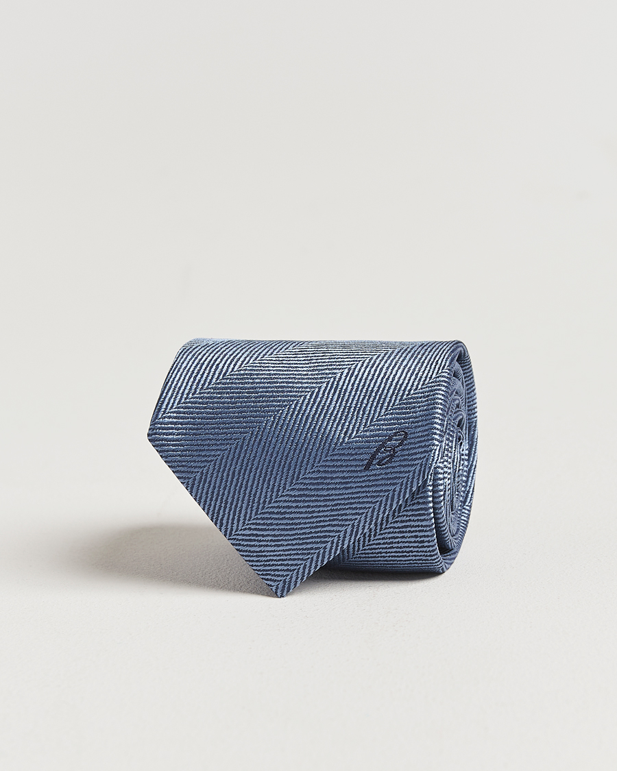 Heren | Stropdassen | Brioni | Herringbone Silk Tie Light Blue