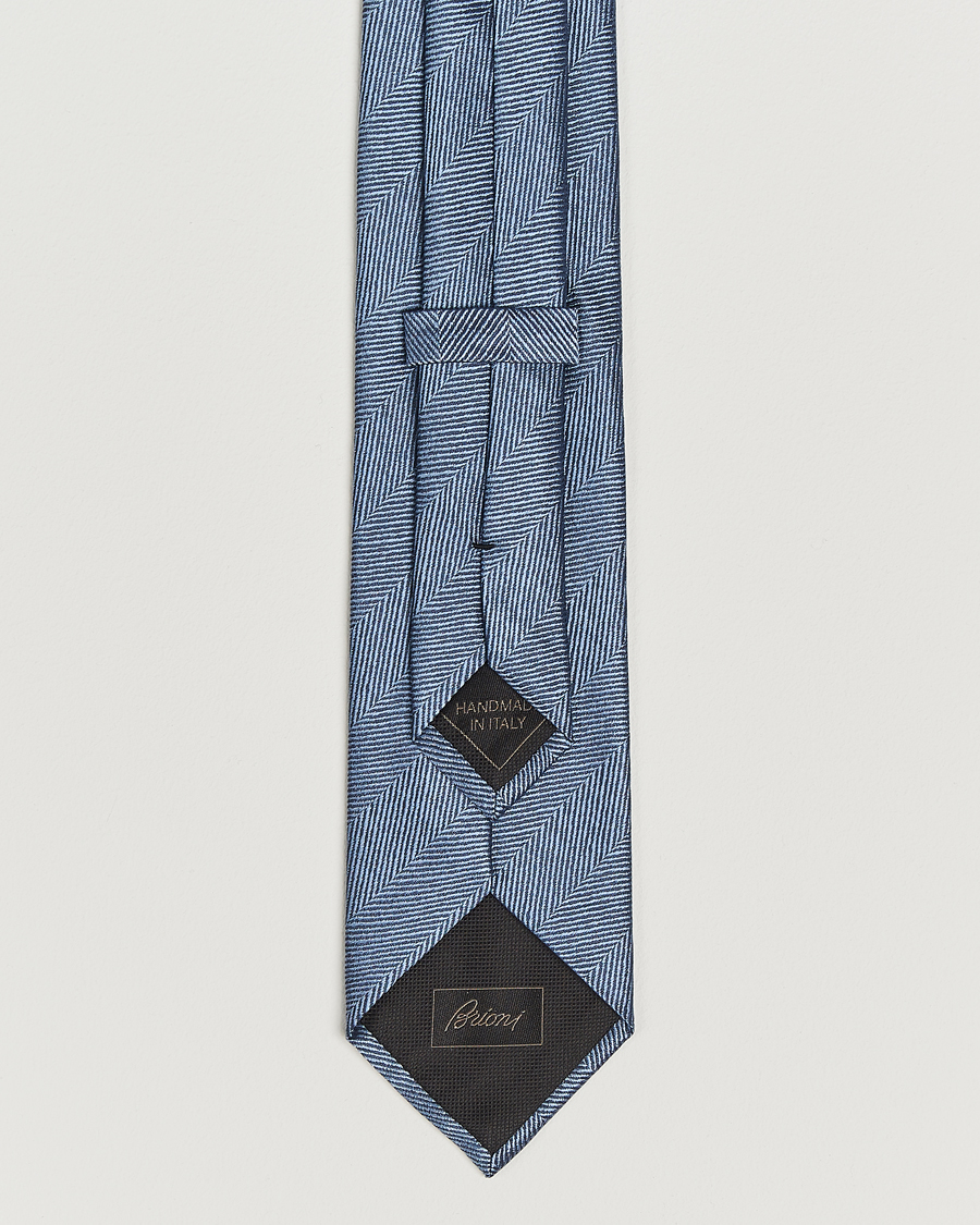 Heren | Stropdassen | Brioni | Herringbone Silk Tie Light Blue