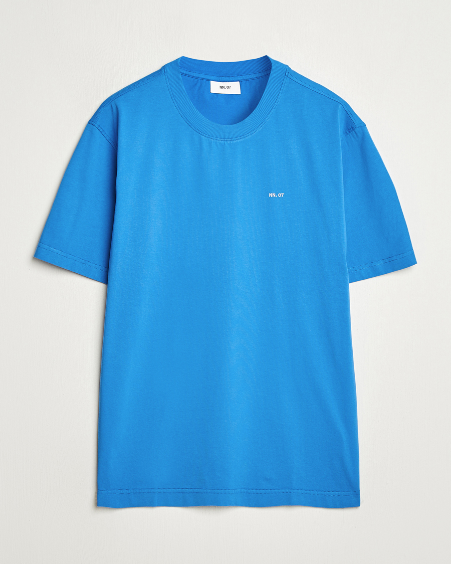 Heren | T-shirts | NN07 | Adam Logo Crew Neck T-Shirt Blue Quartz