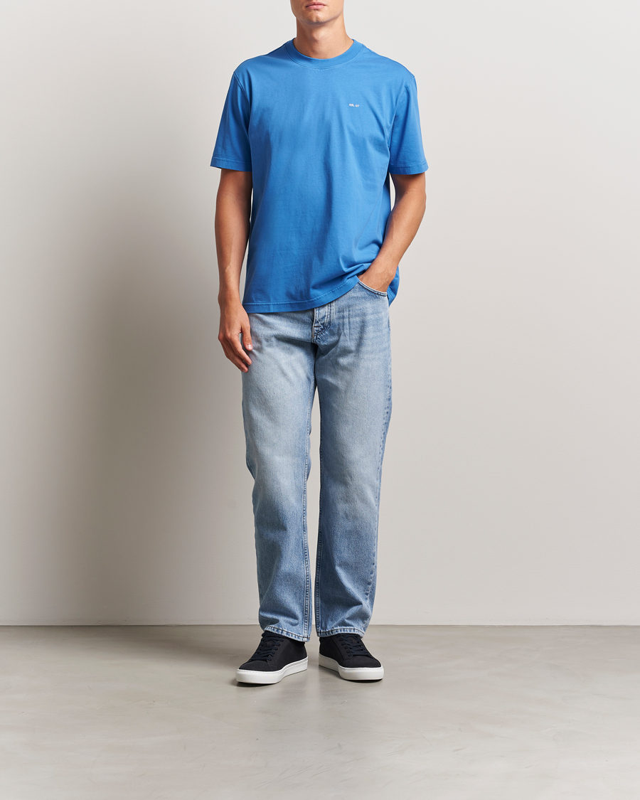 Heren | T-shirts | NN07 | Adam Logo Crew Neck T-Shirt Blue Quartz