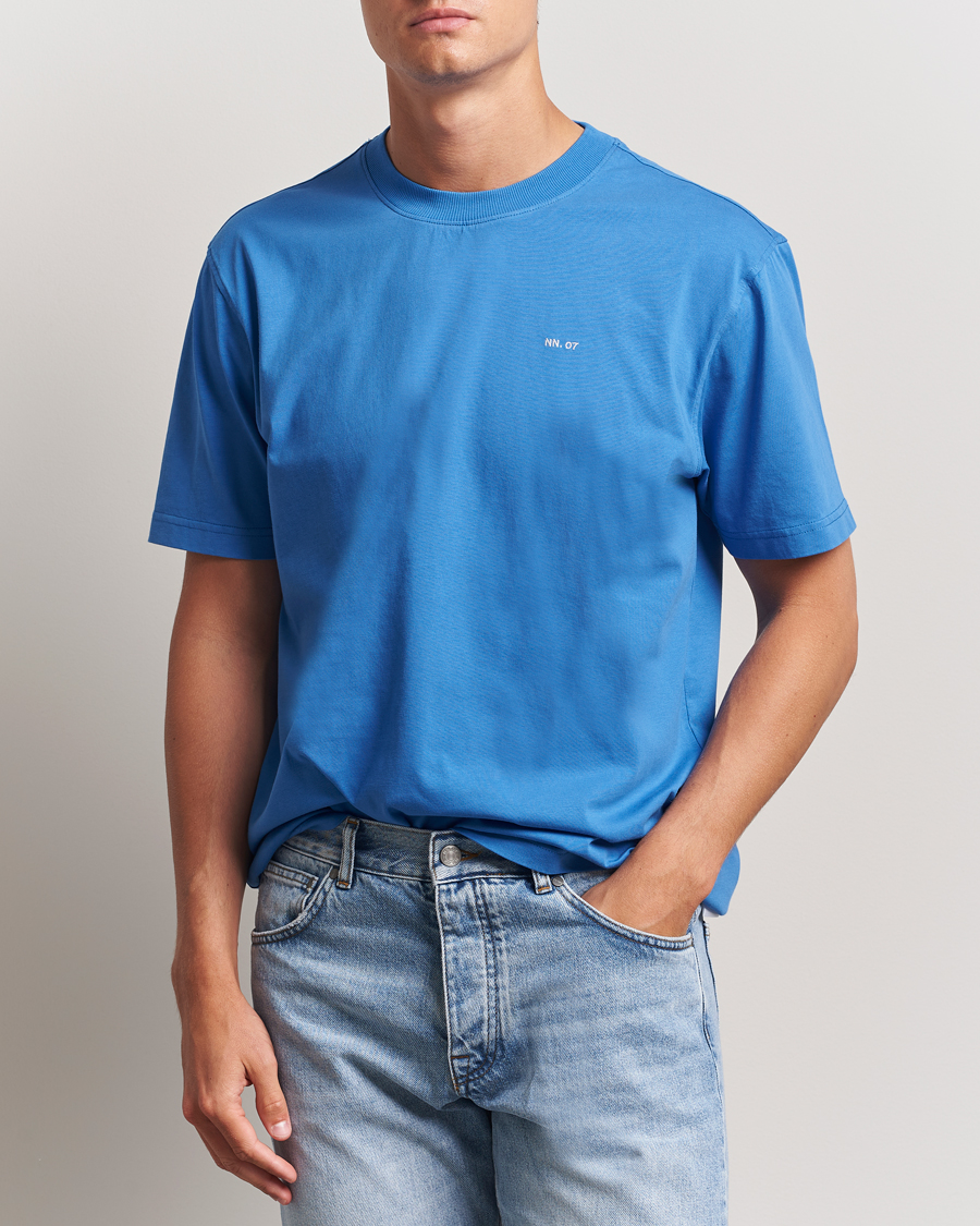 Heren | T-shirts | NN07 | Adam Logo Crew Neck T-Shirt Blue Quartz