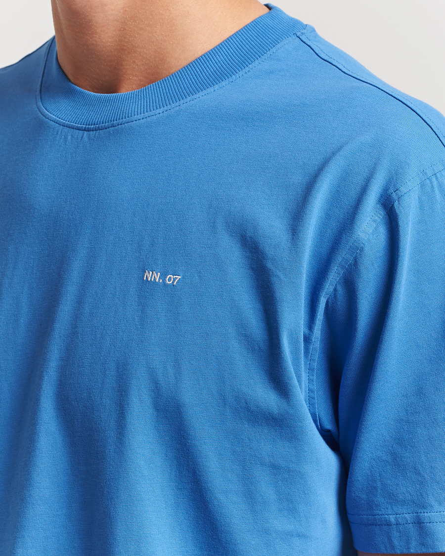 Heren | T-shirts | NN07 | Adam Logo Crew Neck T-Shirt Blue Quartz