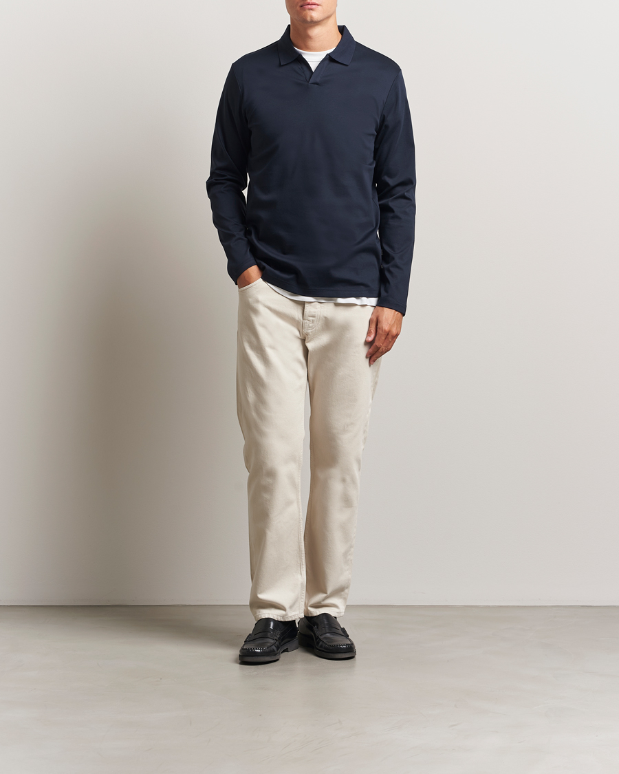 Heren | Polo's | NN07 | Paul Long Sleeve Polo Navy Blue