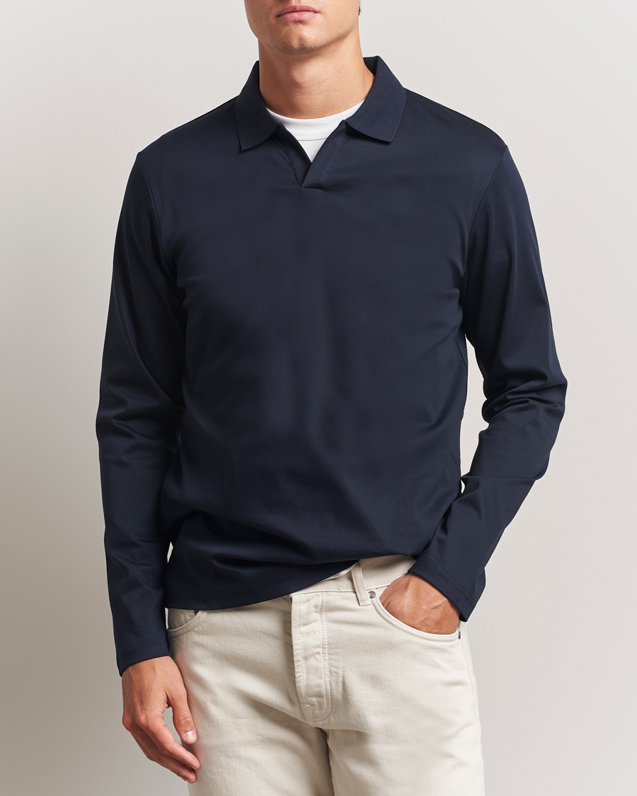 Heren | Polo's | NN07 | Paul Long Sleeve Polo Navy Blue