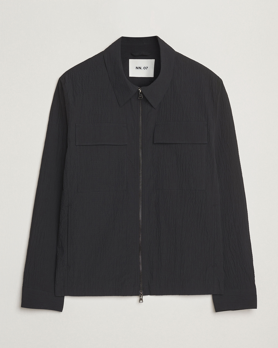 Heren | Jassen | NN07 | Alban Seersucker Shirt Jacket Black