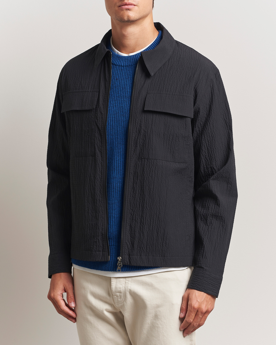 Heren | Jassen | NN07 | Alban Seersucker Shirt Jacket Black
