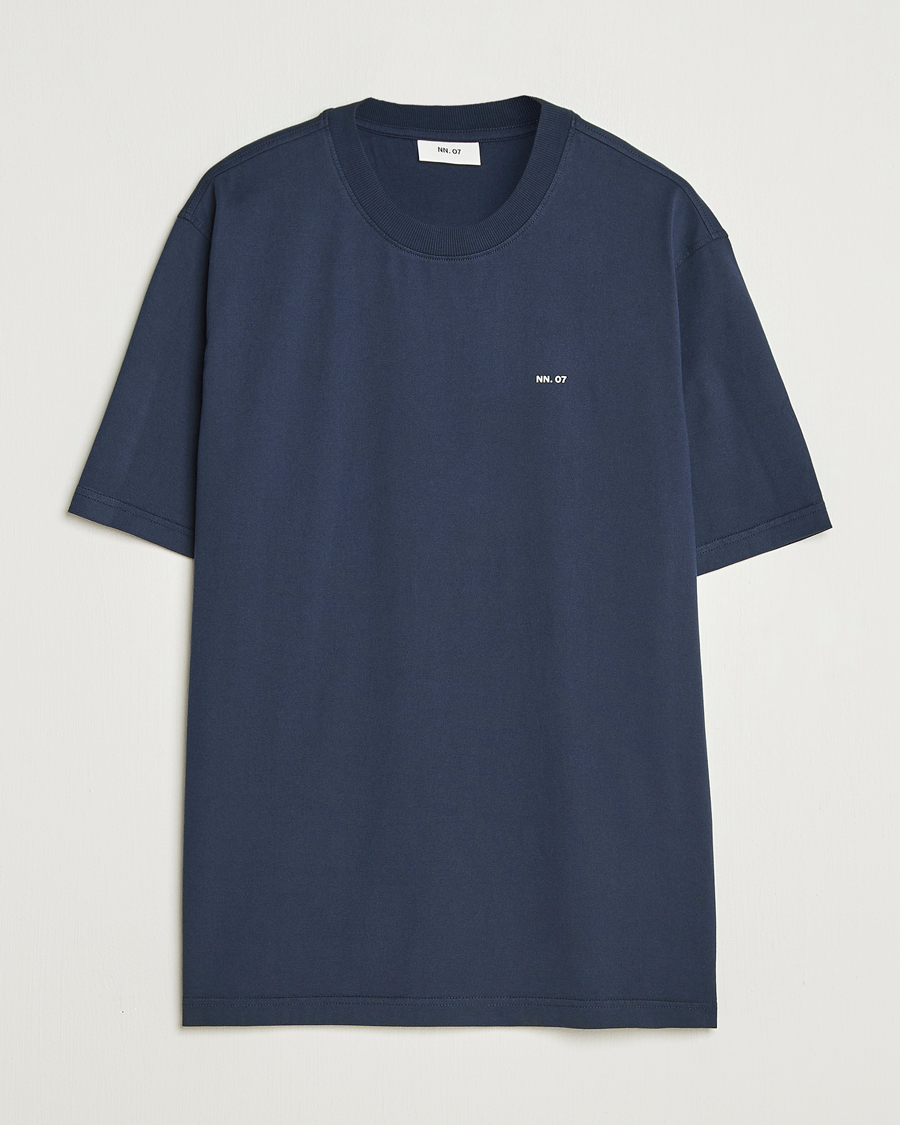 Heren | T-shirts | NN07 | Abel Logo Crew Neck T-Shirt Navy