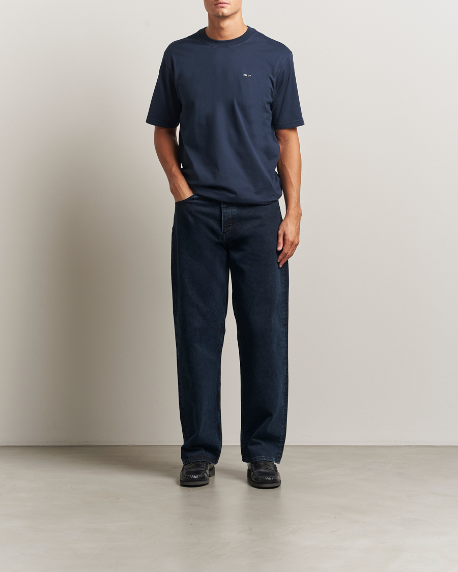 Heren | T-shirts | NN07 | Abel Logo Crew Neck T-Shirt Navy