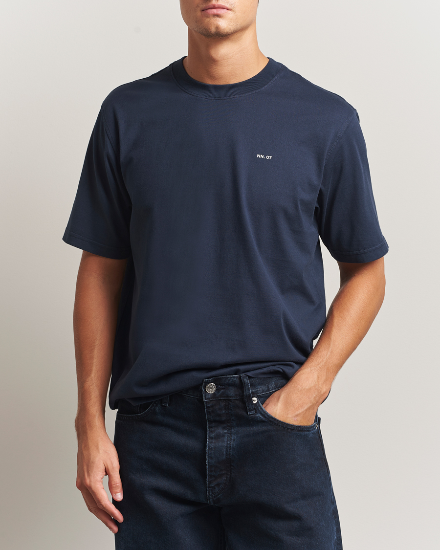 Heren | T-shirts | NN07 | Abel Logo Crew Neck T-Shirt Navy