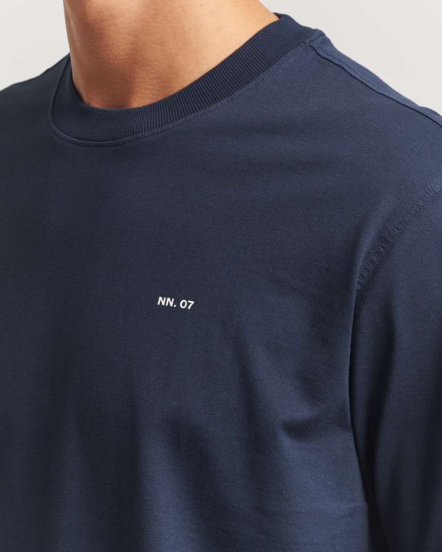 Heren | T-shirts | NN07 | Abel Logo Crew Neck T-Shirt Navy