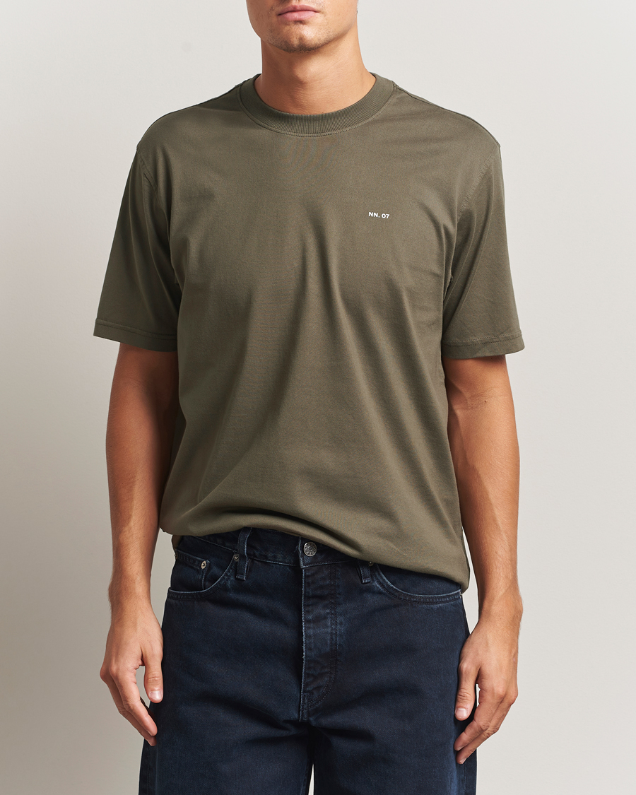 Heren | T-shirts | NN07 | Abel Logo Crew Neck T-Shirt Capers Green