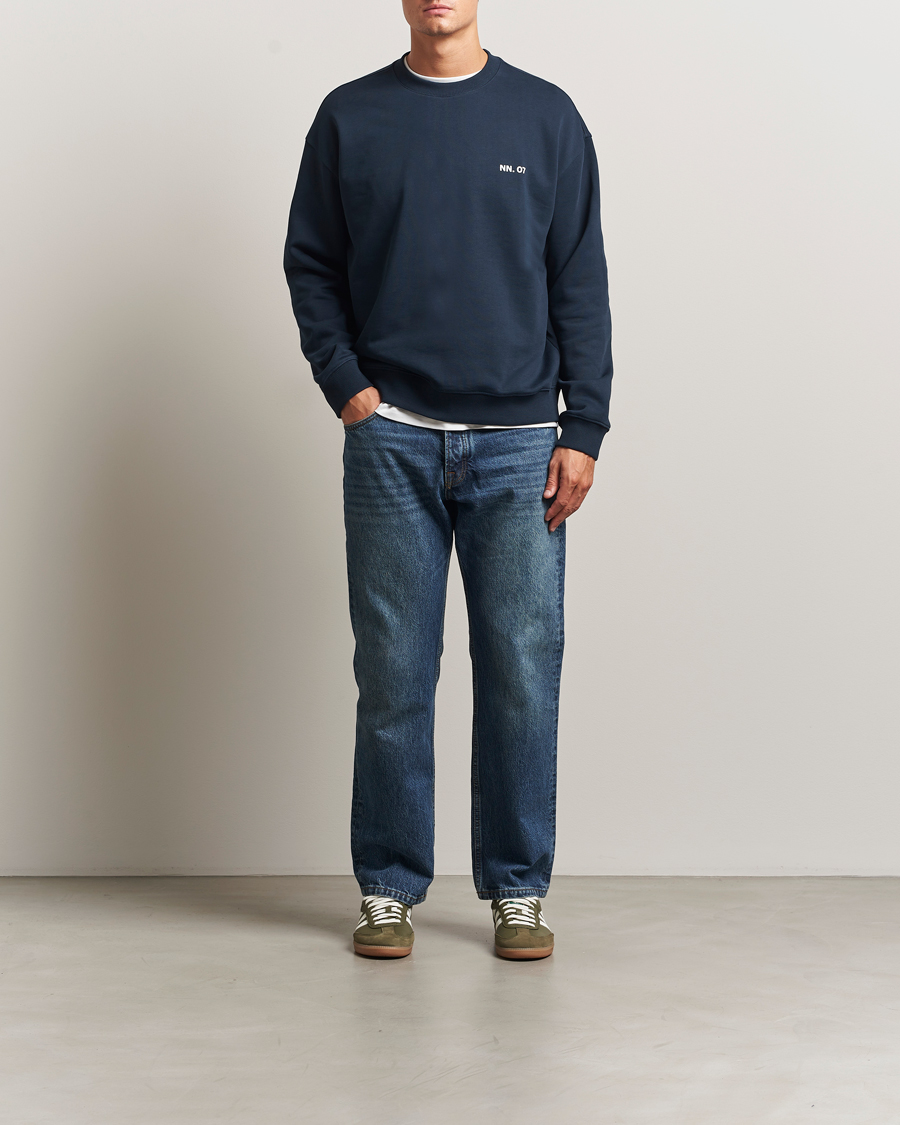 Heren | Truien | NN07 | Dagon Crew Neck Sweatshirt Navy