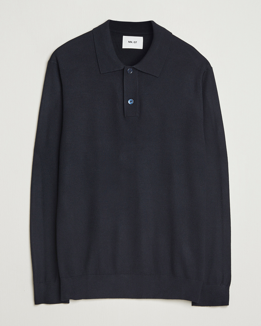Heren | Truien | NN07 | Serge Wool Knitted Polo Deep Navy