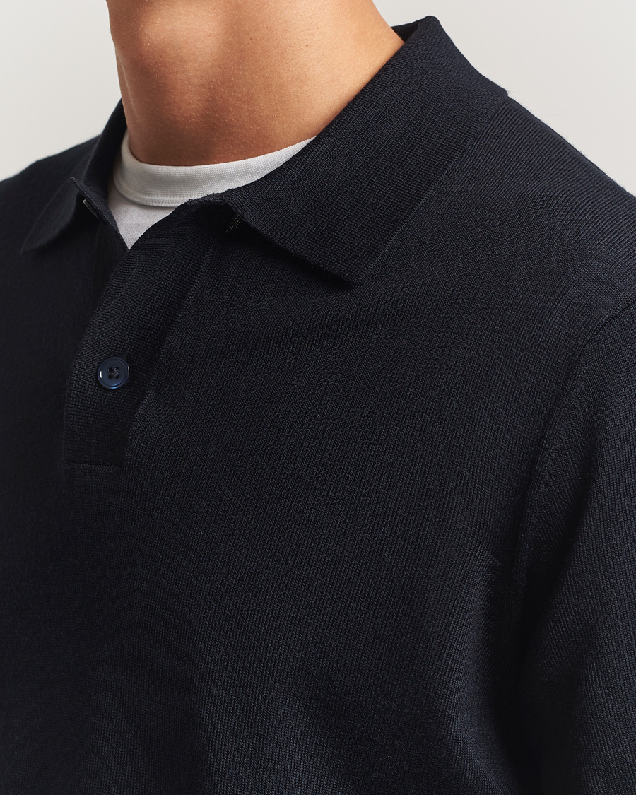 Heren | Truien | NN07 | Serge Wool Knitted Polo Deep Navy